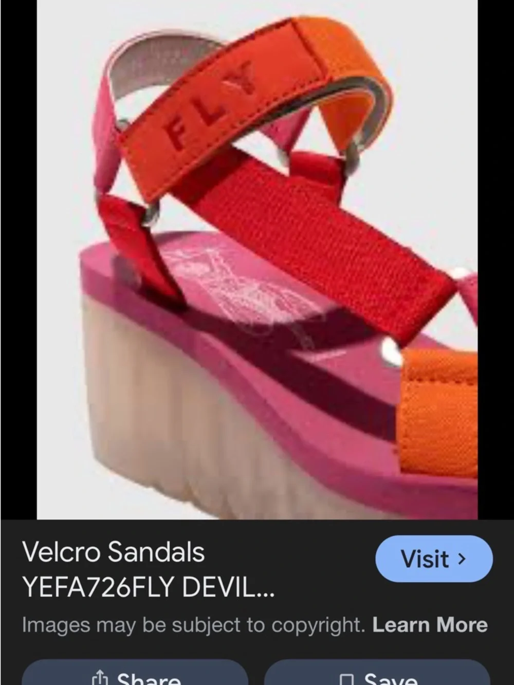 Fly London Women's Red and Orange Platform Sport Sandals YEFA velcro 10.5 - Picture 7 of 9